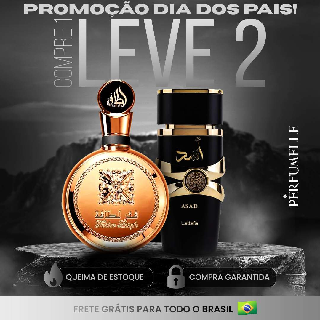 Compre 1 e Leve 2 - PERFUME ASAD 100ml + PERFUME LATTAFA GOLD 100ML - DIA DOS PAIS